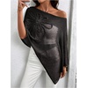 image:imageGORGLITTER Womens Sheer Poncho Shawl Asymmetrical Cape Top Fall OutfitsBlack