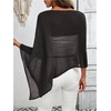 image:imageGORGLITTER Womens Sheer Poncho Shawl Asymmetrical Cape Top Fall OutfitsBlack