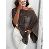 image:imageGORGLITTER Womens Sheer Poncho Shawl Asymmetrical Cape Top Fall OutfitsCoffee Brown