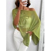 image:imageGORGLITTER Womens Sheer Poncho Shawl Asymmetrical Cape Top Fall OutfitsGreen