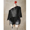 image:imageGORGLITTER Womens Sheer Top Asymmetrical One Shoulder Cape Wrap Y2k PonchoBlack