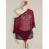 image:imageGORGLITTER Womens Sheer Top Asymmetrical One Shoulder Cape Wrap Y2k PonchoBurgundy