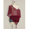 image:imageGORGLITTER Womens Sheer Top Asymmetrical One Shoulder Cape Wrap Y2k PonchoBurgundy