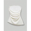 image:imageGORGLITTER Womens Strapless Asymmetrical Bandeau Tube Cute Going Out TopsBeige