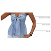 image:imageGORGLITTER Womens Striped Strapless Tube Bandeau Tie Front Bow Peplum TopBlue Striped