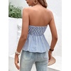 image:imageGORGLITTER Womens Striped Strapless Tube Bandeau Tie Front Bow Peplum TopBlue and White