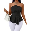 image:imageGORGLITTER Womens Asymmetrical Tube Tops Babydoll Strapless Top Going OutBlack