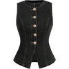 image:imageGORGLITTER Womens Button Down Denim Vest Sleeveless Tank Tops Fall DressyDark Grey