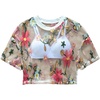 image:imageGORGLITTER Womens Floral Embroidered Sheer Going Out Concert Club Sexy TopWhite