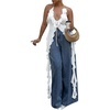 image:imageGORGLITTER Womens Fringe Flower Halter Tops Ruffle Tie Front Sleeveless Backless Top Concert Rodeo OutfitsWhite