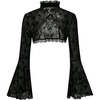 image:imageGORGLITTER Womens Lace Bell Long Sleeve Goth Tops Poncho Y2k Mock NeckLightweight Bolero Shrugs Cardigan for DressBlack