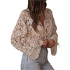 image:imageGORGLITTER Womens Lace Embroidered Peasant Blouses Dressy Casual OutfisApricot