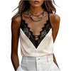 image:imageGORGLITTER Womens Lace Satin Silk V Neck Spaghetti Strap Cami TopApricot