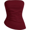 image:imageGORGLITTER Womens Pleated Strapless Tube Top Asymmetrical Going Out TopBurgundy