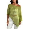 image:imageGORGLITTER Womens Plus Size Off The Shoulder Sheer Poncho Top Fall FashionGreen