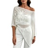image:imageGORGLITTER Womens Plus Size Off The Shoulder Sheer Poncho Top Fall FashionWhite