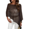 image:imageGORGLITTER Womens Sheer Poncho Shawl Asymmetrical Cape Top Fall OutfitsCoffee Brown