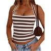 image:imageGORGLITTER Womens Striped Halter Top Y2k Backless Sleevelss Tank TopsBrown and White