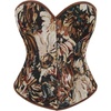 image:imageGORGLITTER Womens Vintage Bustier Corset Top Back LaceUp Strapless Shapewear Overbust Bandeau Tube TopKhaki