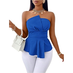 image:imageGORGLITTER Womens Asymmetrical Tube Tops Babydoll Strapless Top Going OutRoyal Blue