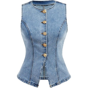 image:imageGORGLITTER Womens Button Down Denim Vest Sleeveless Tank Tops Fall DressyBlue