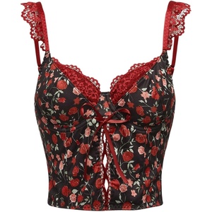 image:imageGORGLITTER Womens Camo Corset Tops Lace Y2k Cute Rave Festival Crop TopBlack