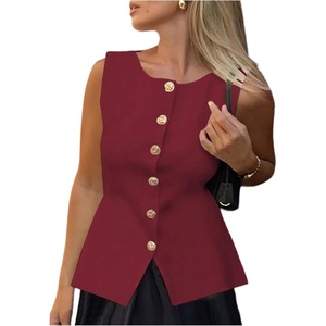 image:imageGORGLITTER Womens Going Out Vest Top Sleeveless Knit Cute Cardigan SweaterBurgundy