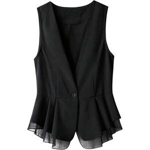 image:imageGORGLITTER Womens Plus Size Blazer Vest Sleeveless Business Casual OutfitsBlack