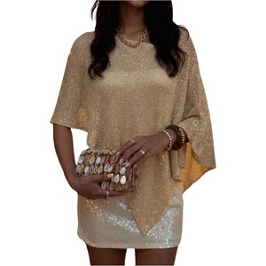 image:imageGORGLITTER Womens Poncho Tops Sequin Sparkly Sheer Shawl Cape TopsChampagne