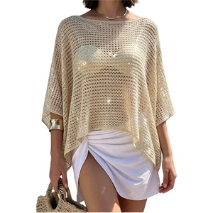 image:imageGORGLITTER Womens Poncho Tops Sheer Shawl Cape Top Sparkly Sequin SweatersGold