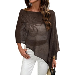 image:imageGORGLITTER Womens Sheer Poncho Shawl Asymmetrical Cape Top Fall OutfitsCoffee Brown