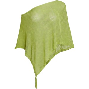 image:imageGORGLITTER Womens Sheer Top Asymmetrical One Shoulder Cape Wrap Y2k PonchoMint Green