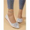 image:imageGORGLITTER Womens Bow Knot Ballet Flats Sparkly Metallic Dress ShoesSilver
