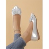 image:imageGORGLITTER Womens Bow Knot Ballet Flats Sparkly Metallic Dress ShoesSilver