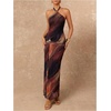 image:imageGORGLITTER Womens Cheetah Print Halter Maxi Dress Sexy Metal Ruched Bodycon Leopard Night Out Evening Long DressesRed Violet
