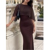 image:imageGORGLITTER Womens Chiffon Cape Dress Going Out Evening Gowns Formal DressBrown