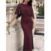 image:imageGORGLITTER Womens Chiffon Cape Dress Going Out Evening Gowns Formal DressBurgundy