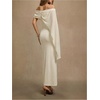 image:imageGORGLITTER Womens Chiffon of Bride Dresses Off Shoulder Dolman Sleeve Bodycon Maxi Cocktail Wedding Guest DressApricot