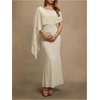 image:imageGORGLITTER Womens Chiffon of Bride Dresses Off Shoulder Dolman Sleeve Bodycon Maxi Cocktail Wedding Guest DressApricot