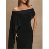 image:imageGORGLITTER Womens Chiffon of Bride Dresses Off Shoulder Dolman Sleeve Bodycon Maxi Cocktail Wedding Guest DressBlack
