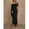 image:imageGORGLITTER Womens Chiffon of Bride Dresses Off Shoulder Dolman Sleeve Bodycon Maxi Cocktail Wedding Guest DressBlack