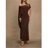 image:imageGORGLITTER Womens Chiffon of Bride Dresses Off Shoulder Dolman Sleeve Bodycon Maxi Cocktail Wedding Guest DressBrown