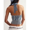 image:imageGORGLITTER Womens Colorful Sweater Vest Boho Backless Halter Knit TopsBlue and White
