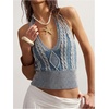 image:imageGORGLITTER Womens Colorful Sweater Vest Boho Backless Halter Knit TopsBlue and White