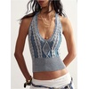 image:imageGORGLITTER Womens Colorful Sweater Vest Boho Backless Halter Knit TopsBlue and White