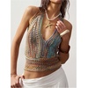 image:imageGORGLITTER Womens Colorful Sweater Vest Boho Backless Halter Knit TopsMulticolor