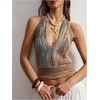 image:imageGORGLITTER Womens Colorful Sweater Vest Boho Backless Halter Knit TopsMulticolor