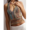 image:imageGORGLITTER Womens Colorful Sweater Vest Boho Backless Halter Knit TopsMulticolor
