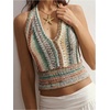 image:imageGORGLITTER Womens Colorful Sweater Vest Boho Backless Halter Knit TopsMulticolor Green