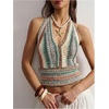 image:imageGORGLITTER Womens Colorful Sweater Vest Boho Backless Halter Knit TopsMulticolor Green